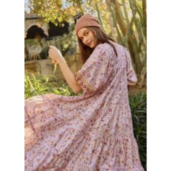 Anthropologie Dresses & Skirts - Anthropologie Self Contrast Midi Dress Women’s Sz M Cotton Floral Peasant USA